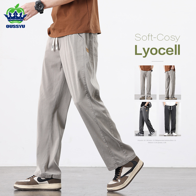 Streetwear Brand Korea - OUSSYU-Pantalon en Tissu Lyocell Doux et
