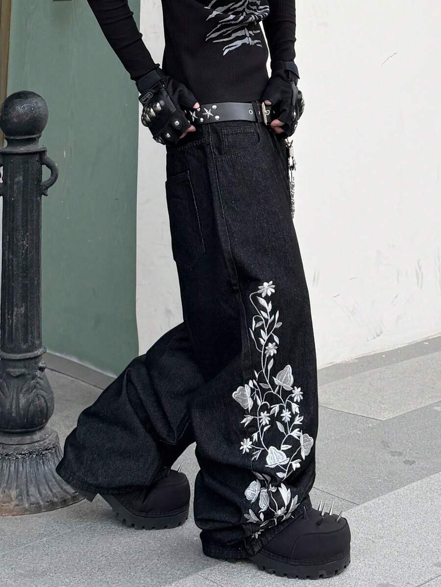 Pantalon à jambes larges brodé - Streetwear Brand Italy avis et prix