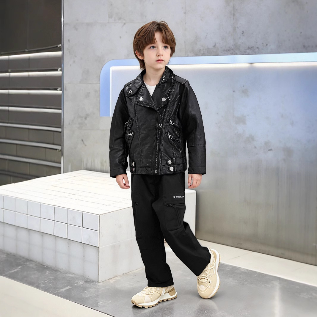 Veste en cuir Pu pour enfants  - Streetwear Brand Photography avis et prix